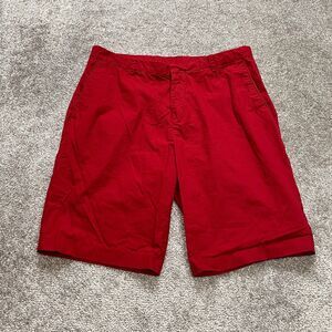 JF J.Ferrar Bermuda Shorts Mens 32 Red Chino Cotton Straight Pockets Solid 10"